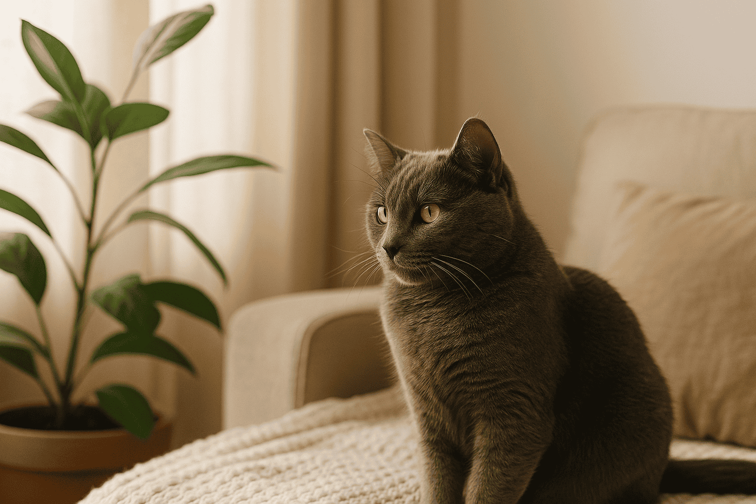 кошка дома