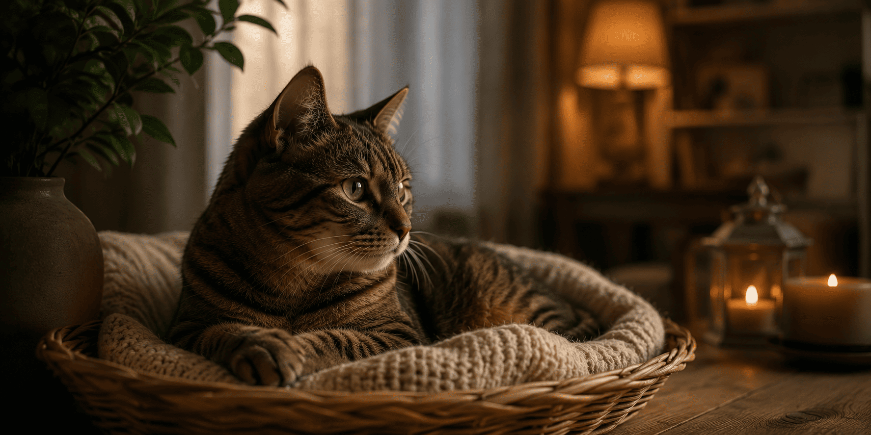 кошка наблюдает